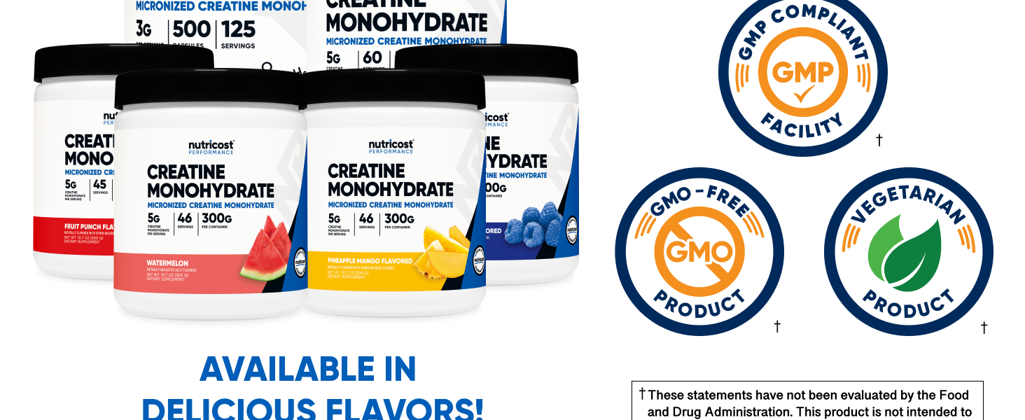 Nutricost Creatine Monohydrate Micronized Powder 500G, 5000mg Per Serv (5g) - 100 Servings, 17.9 Oz