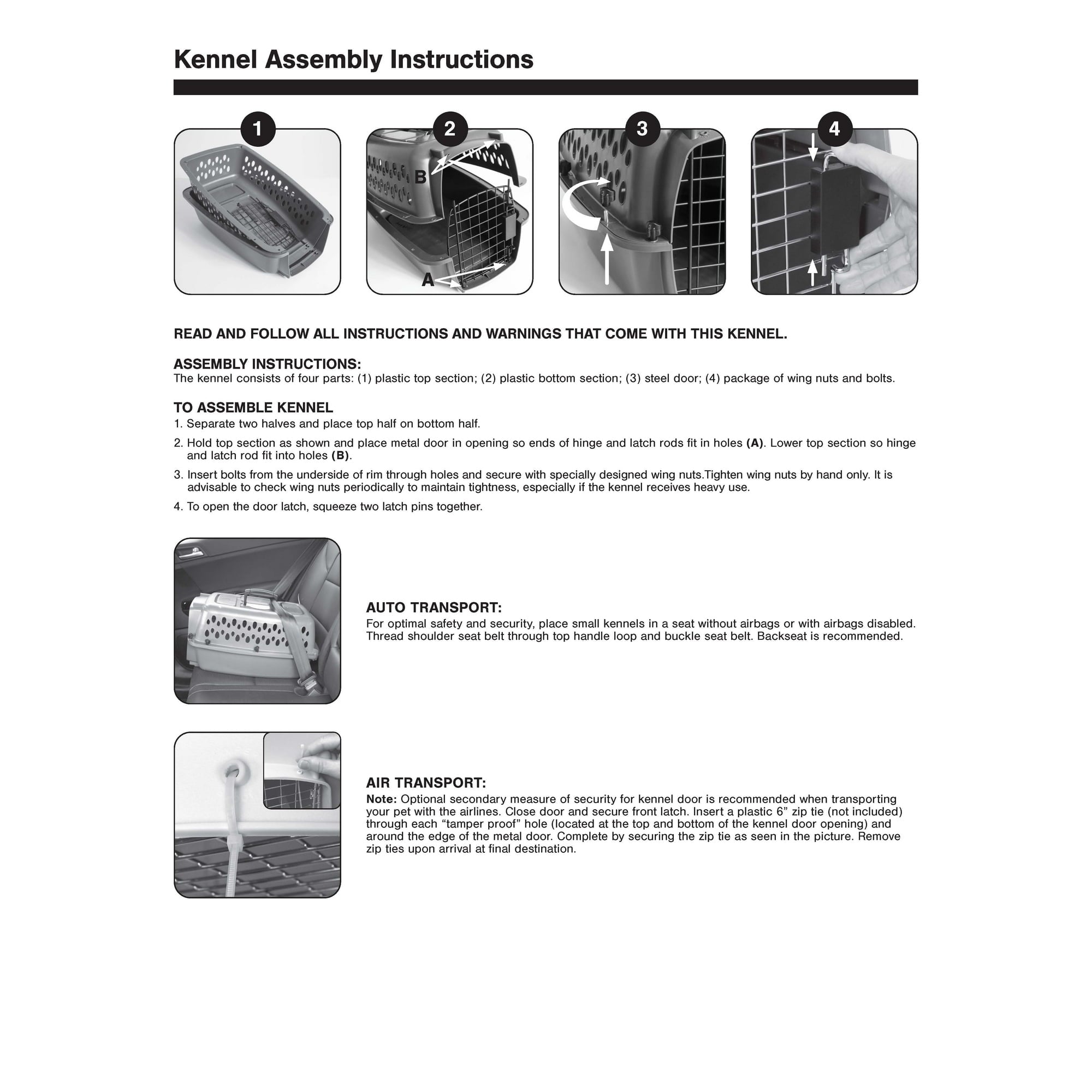 Vibrant Life Pet Kennel Large 40" Dog Crate, Plastic Travel Pet Carrier for Pets 70-90 lb, Grey
