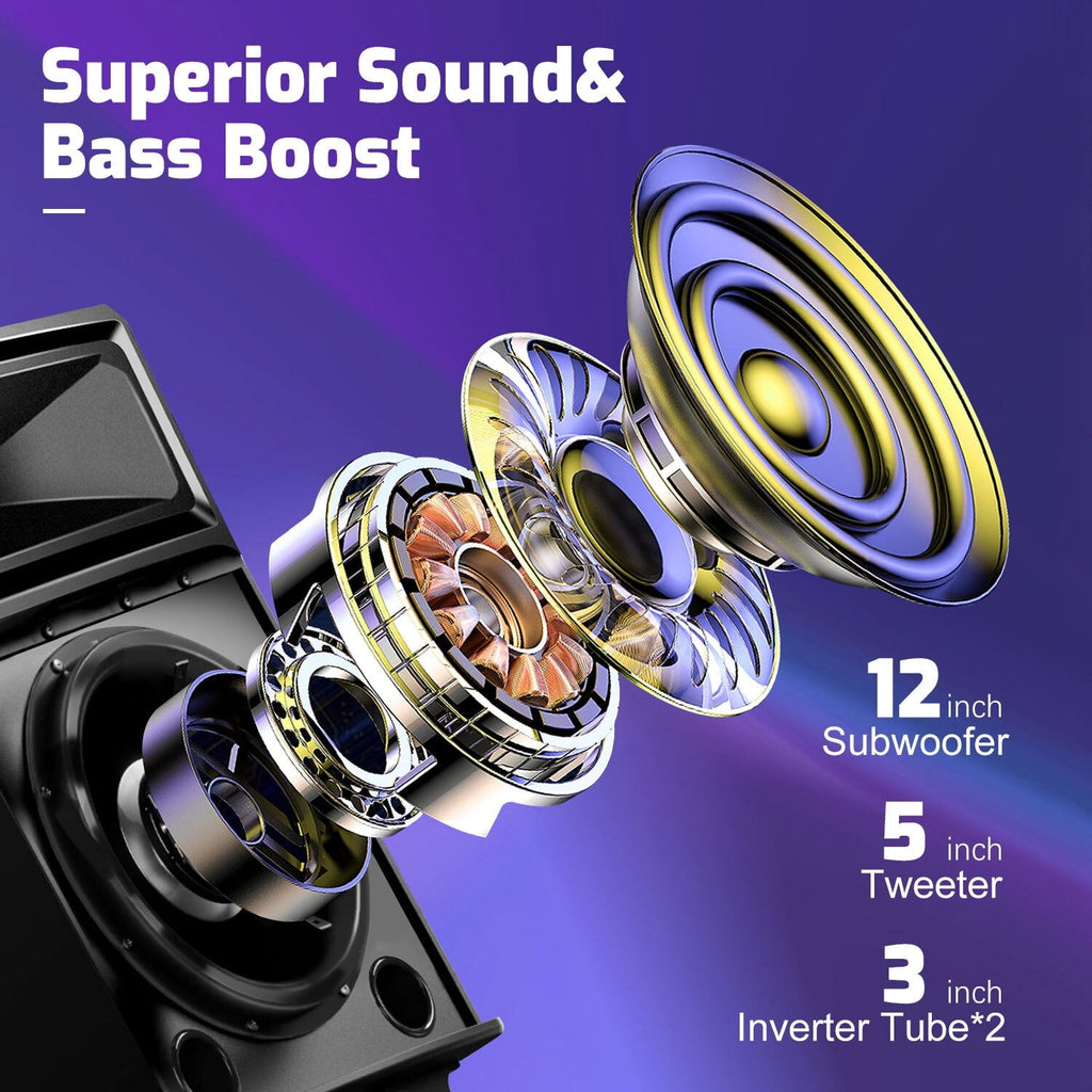 Seenda Karaoke Machine with 2 Wireless Microphones, Bluetooth Speaker, and Portable PA System – Includes FM Radio and 12" Woofer for Party