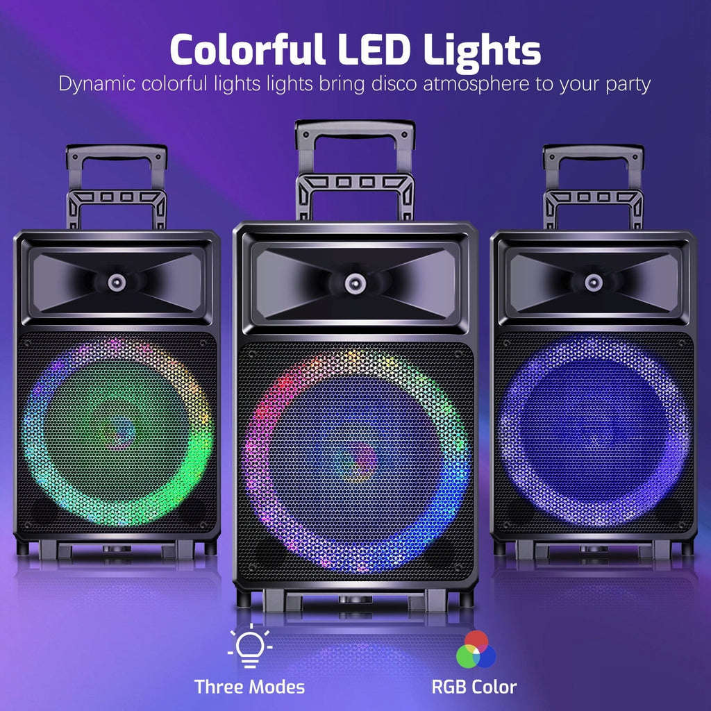 Seenda Karaoke Machine with 2 Wireless Microphones, Bluetooth Speaker, and Portable PA System – Includes FM Radio and 12" Woofer for Party