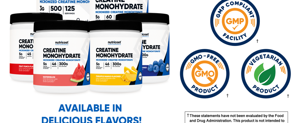 Nutricost Creatine Monohydrate Micronized Powder 500G, 5000mg Per Serv (5g) - 100 Servings, 17.9 Oz