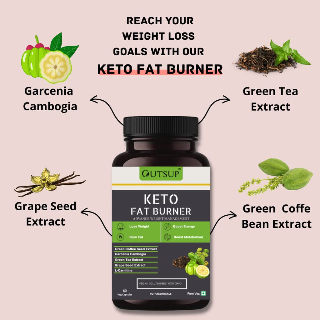 Outsup Keto Fat Burner 60 Caps 1000MG, Weight Loss Supplement for Women & Men With Garcinia Cambogia