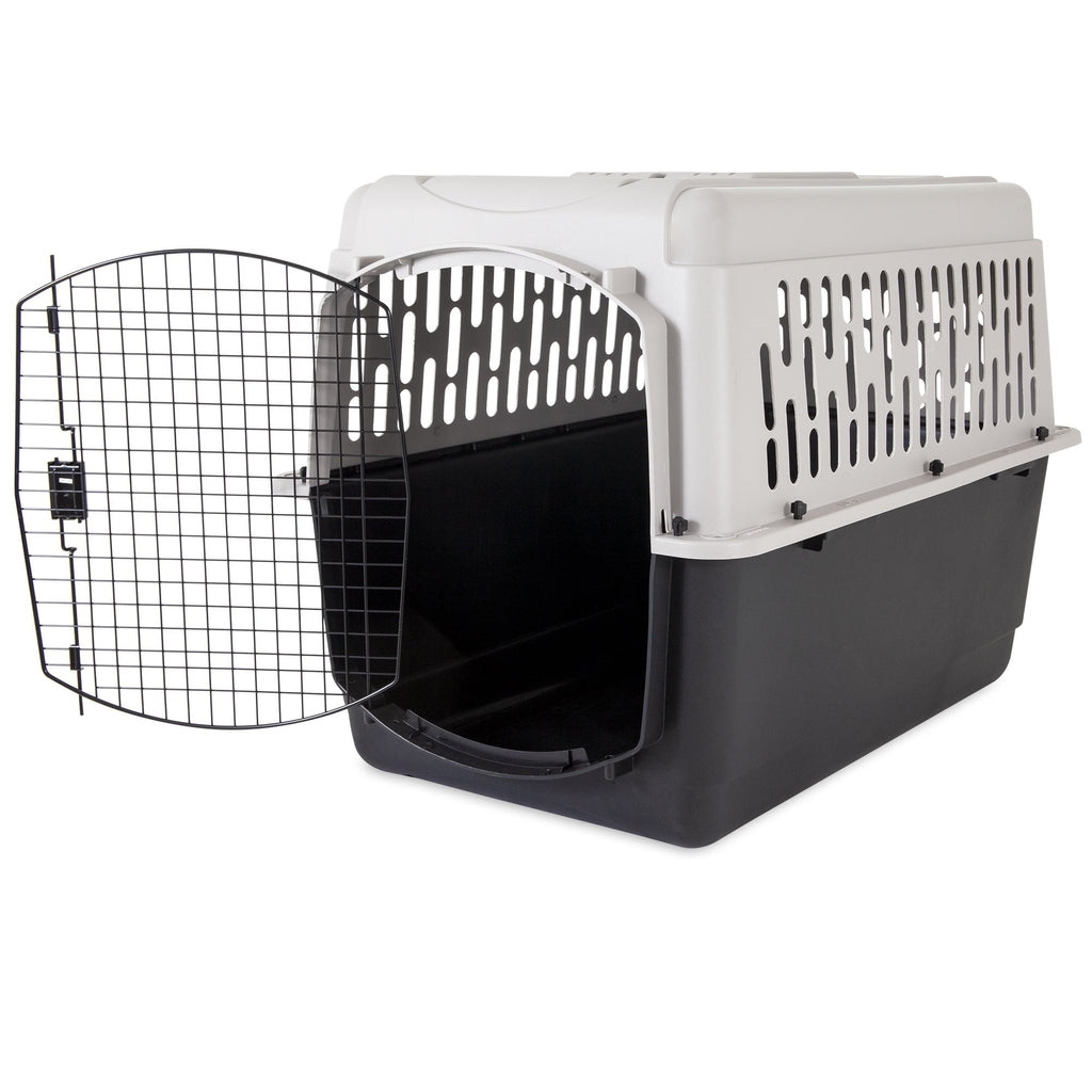 Vibrant Life Pet Kennel Large 40" Dog Crate, Plastic Travel Pet Carrier for Pets 70-90 lb, Grey