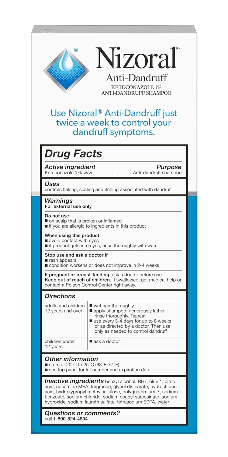 Nizoral Anti-Dandruff Shampoo with 1% Ketoconazole, Fresh Scent, 7 Fl Oz