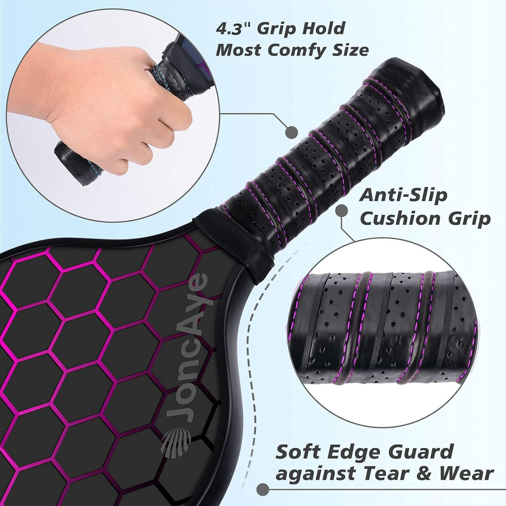 Pickleball-Paddles-Set of 4 or 2 Rackets by JoncAye, USAPA Approved Pickle-Ball Equipment with Balls, Bag, Accessories, Fiberglass Graphite Pickleball Racquet Set for Men, Women, Kids, Adults
