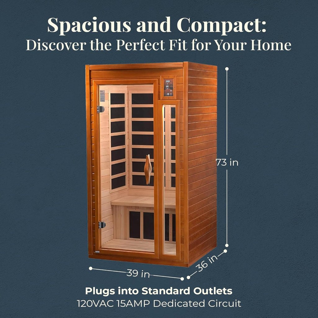 DYNAMIC SAUNAS 2-Person Home Sauna with Infrared Lighting and Integrated Speakers, Barcelona - Personal Indoor Luxury Spa for House and Gym