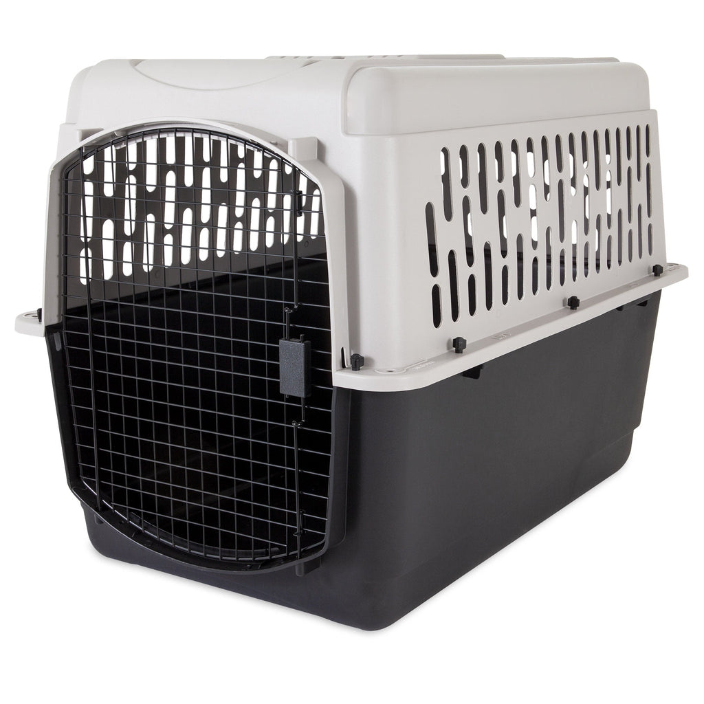 Vibrant Life Pet Kennel Large 40" Dog Crate, Plastic Travel Pet Carrier for Pets 70-90 lb, Grey
