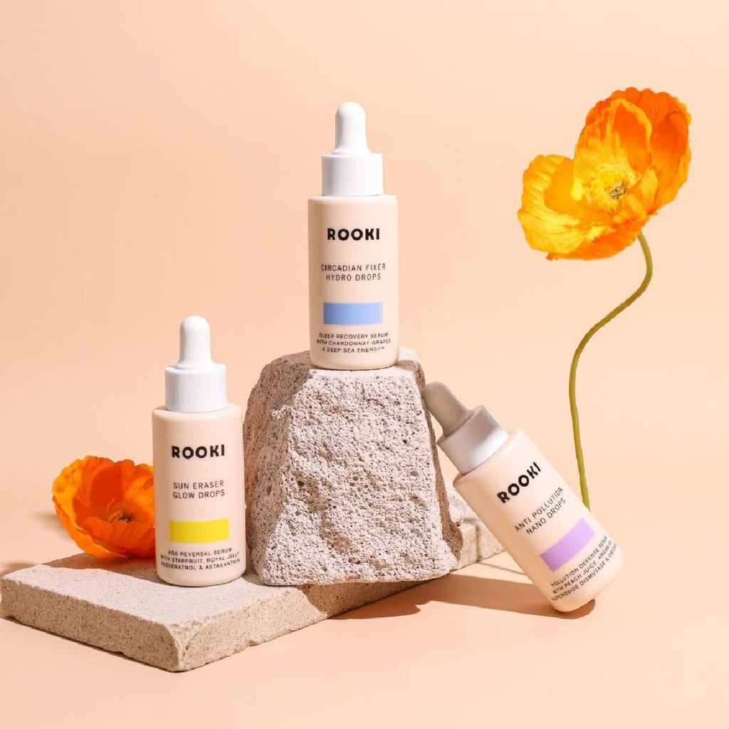 ROOKI Serum Mixer Kit Packset consists Circadian Fixer Hydro Drops 30ml + Sun Eraser Glow Drops 30ml + Anti Pollution Nano Drops 30ml