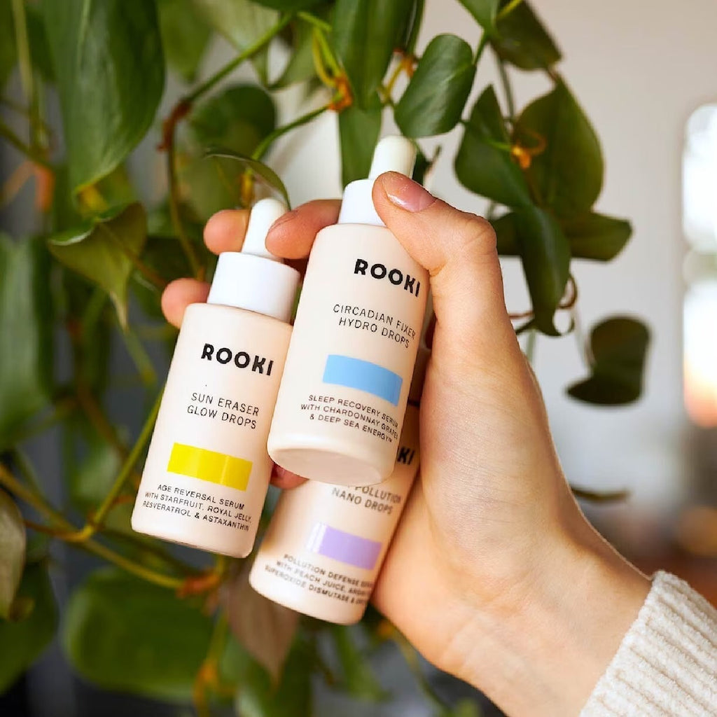 ROOKI Serum Mixer Kit Packset consists Circadian Fixer Hydro Drops 30ml + Sun Eraser Glow Drops 30ml + Anti Pollution Nano Drops 30ml
