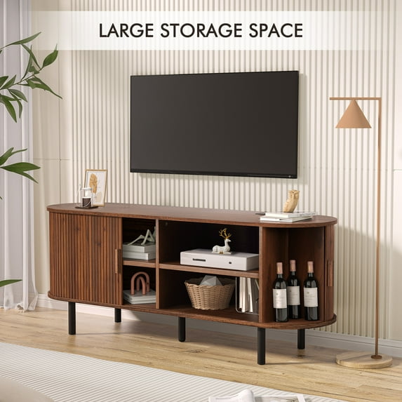 MARNUR 55" TV Stand for 60" TV, Wood Entertainment Center with Storage and Shelves